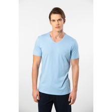 Cacharel Erkek V Yaka T-Shirt 2170/AÇIK Mavi