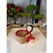 Atak Hediyelik Dekoratif Sepetli Kız Biblo Polyester