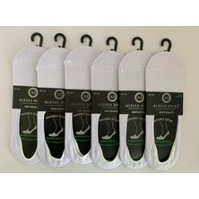 Alessa Socks Bambu Beyaz Babet Çorap Silikonlu 6 Çift Yıkamalı Burun Dikişsiz Erkek