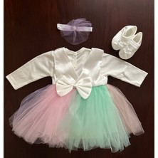 Neat Kids Kız Bebek Mevlüt Takımı Tütülü Renkli Prenses Elbise Baby Shower Doğum Günü Özel Gün Set 4 Parça