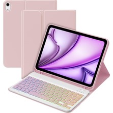 Five-E iPad Air 11 Inç 6. Nesil Rgb LED Işıklı Türkçe Karakterli Bluetooth Özellikli Kalemlikli Klavyeli Kılıf A2902 A2903 A2904