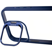 Tecno Gelisen Apple iPhone 15 Pro Uyumlu Kamera Lens Korumalı Standlı Zore Klon Lensli Kapak-Siyah