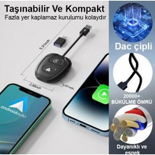 Hakopro Araç Içi Android ve Apple Cihazlar Ile Uyumlu Kablosuz Carplay ve Android Oto Adaptörü Siyah