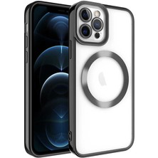Tecno Gelisen Apple iPhone 12 Pro Max - Uyumlu Magsafe Wireless Şarj Özellikli Zore Setro Silikon-Siyah