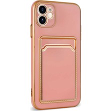 Tecno Gelisen Apple iPhone 11 Uyumlu Zore Bark Kartlıklı Kapak-Rose Gold