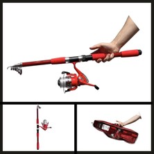 Protackle Uyguna-Yakala 2.10 mt Kırmızı Combo Kamış Makine SET-LER.042