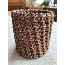 Stelo De Maro Crochet 3'lü El Yapımı Organizer Sepet / Aksesuar Kutusu Kahverengi