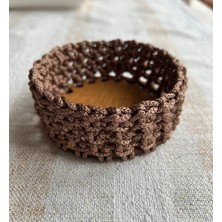 Stelo De Maro Crochet 3'lü El Yapımı Organizer Sepet / Aksesuar Kutusu Kahverengi