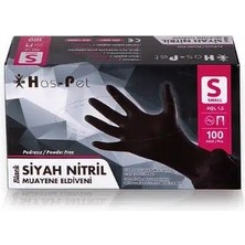 Has-Pet Siyah Nitril Pudrasız Eldiven Small 100’LÜ 20 Paket 2000 Adet