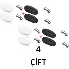 Mawrond 2 Çift Siyah+2 Çift Beyaz Bağcıklı, Paslanmaz Metal, Mıknatıslı  Elastik, Tak-Bırak Akıllı Ayakkabı Bağcığı( 4 Çift)