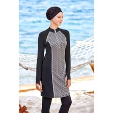 Adasea 4420 Siyah Likralı Tam Tesettür Mayo