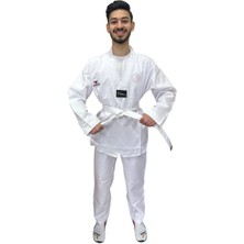 Jumok Nakışlı Taekwondo-Tekvando Beyaz Yaka Acemi Elbise Kıyafeti Dobok