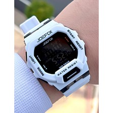 Joefox G-Shock Kasa Beyaz/siyah Digital 5 Atm Suya Dayanıklı 2 Yıl Garantili Spor Kol Saati J-GS012