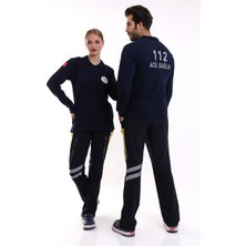 Bilenn Tekstil 112 Yakalı Unisex Tshirt Uzun Kol - Lacivert