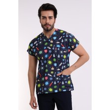 Bilenn Tekstil Yarasa Kol Dijital Unisex Desenli Üst - 6528 Sağlık Semboller