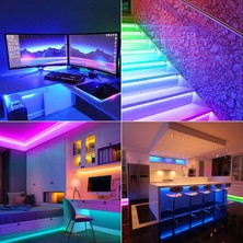 Amber LED Rgb Şerit LED 3 Metre Tak Çalıştır 24 Tuşlu Kumandalı 5050 3 Çipli