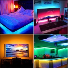 Amber LED Rgb Şerit LED 3 Metre Tak Çalıştır 24 Tuşlu Kumandalı 5050 3 Çipli