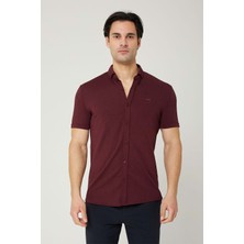 Legato Ütü Istemeyen Kısa Kol Regular Kesim Bordo Erkek Gömlek