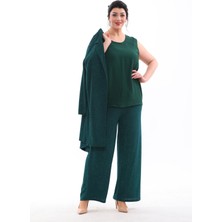 Işıltı Abiye Abiye Simli Esnek Kumaş Üçlü Abiye Ceket Bluz Pantolon Takım 3081