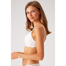 Pierre Cardin 6215 Rome Dantelli Soft Push Up Balenli Sütyen Ekru Kumaşlı Konforlu Tasarım