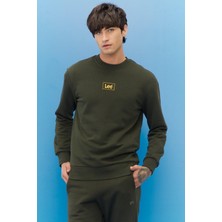 Lee L212299801 Erkek Haki Bisiklet Yaka Sweatshirt