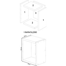 Dekormer Design Kitaplık Kare Duvar Rafı Atlantik Çam