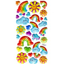 Limmy Sticker Kabartmalı Stiker Defter Planlayıcı Etiket RA 011 17 x 9 cm Güneş Bulut Gökkuşağı