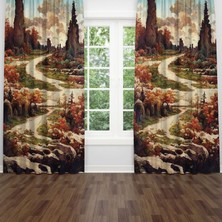 A2ZTR Dijital Baskılı Fon Perde Iki Kanat