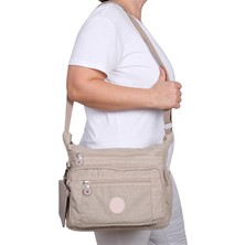 Bagacar 213 Klinkır Kaliteli Kumaş Bayan Çapraz Omuz Çantası Bej