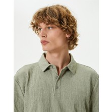 Koton 4SAM10001MK Mnt Mınt Erkek Pamuk Jersey Kısa Kollu Polo Yaka Basıc T-Shırt