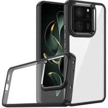 MTK Moveteck Xiaomi Mi 13T & Mi 13T Pro Kılıf Kamera Çıkıntılı Metalik Parlak Renkli Lens Çerçeveli Arkası Şeffaf Silikon