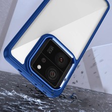 MTK Moveteck Xiaomi Mi 13T & Mi 13T Pro Kılıf Kamera Çıkıntılı Metalik Parlak Renkli Lens Çerçeveli Arkası Şeffaf Silikon