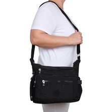 Bagacar 213 Klinkır Kaliteli Kumaş Bayan Çapraz Omuz Çantası Siyah