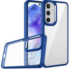Gpack Samsung Galaxy A25 Kılıf Flora Sert Silikon Arkası Cam Şeffaf Lacivert
