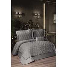 Çeyiz Diyarı Harley Dolgulu Şönil Çift Kişilik Yatak Örtüsü Antrasit