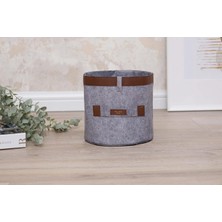 Devigo Deri Şeritli Yuvarlak Çok Amaçlı Düzenleyici Sepet Organizer Kutu 20X20 cm