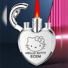 İşte Bu Kalp Şeklinde Kişiye Özel Isimli Çakmak Metal Turbo Hello Kitty Tasarımlı