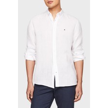 Tommy Hilfiger Düğmeli Yaka % 100 Keten Regular Fit Gömlek Erkek Gömlek MW0MW34602 Ycf