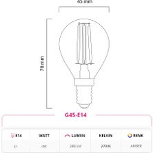 LED Lamp 4W 220V E14 G45 Rustik LED Top Ampul G45-E14 10'lu Paket