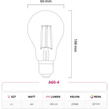 LED Lamp 4W 220V E27 A60 LED Ampul A60-4 10'lu Paket