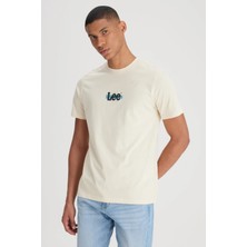 Lee L241521614 Bej Erkek Regular Fit Bisiklet Yaka Lee Logo Baskılı Tşört