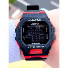 Joefox G-Shock Kasa Siyah/kırmızı Digital 5 Atm Suya Dayanıklı 2 Yıl Garantili Spor Kol Saati J-GS10