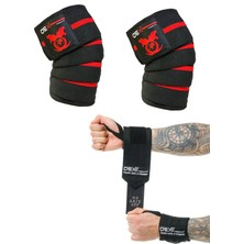 Dex Supports Fitness Sporcu Bilekliği Wrist Wraps Legend+Fitness Sporcu Dizliği Knee Wraps 2'li Paket