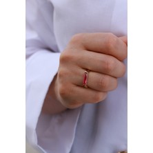 Aydın Kuyumculuk 14 Ayar Altın,kırmızı Taşlı Yüzük AGYZK140