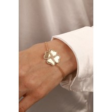 Aydın Kuyumculuk 14 Ayar Altın,isim Yazılabilen Yonca Bileklik AGBLK330