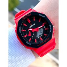 Joefox G-Shock Kasa Kırmızı Dijital/analog 5ATM Suya Dayanıklı 2 Yıl Garantili Spor Kol Saati J-GS24