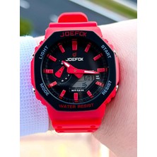 Joefox G-Shock Kasa Kırmızı Dijital/analog 5ATM Suya Dayanıklı 2 Yıl Garantili Spor Kol Saati J-GS24