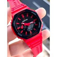 Joefox G-Shock Kasa Kırmızı Dijital/analog 5ATM Suya Dayanıklı 2 Yıl Garantili Spor Kol Saati J-GS24