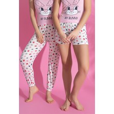 Farya Home Dreamy 3 Parça Desenli Ip Askılı Şortlu Pantolonlu Viskon Pijama Takımı