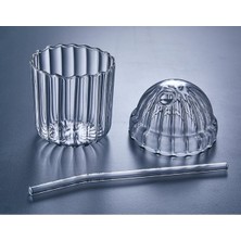 Devigo 2 Adet Kapaklı Pipetli Pinterest Bardak | Soğuk Kahve ve Sunum Bardağı | 430 ml
